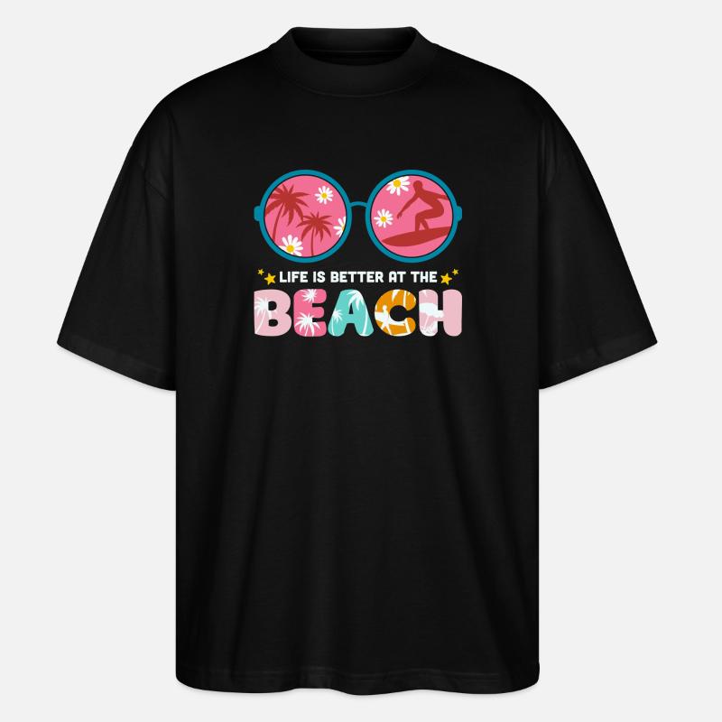 vacances d'été, summer, hello summer - T-shirt bio Blaster 2.0 coupe oversize Stanley/Stella Unisexe - noir