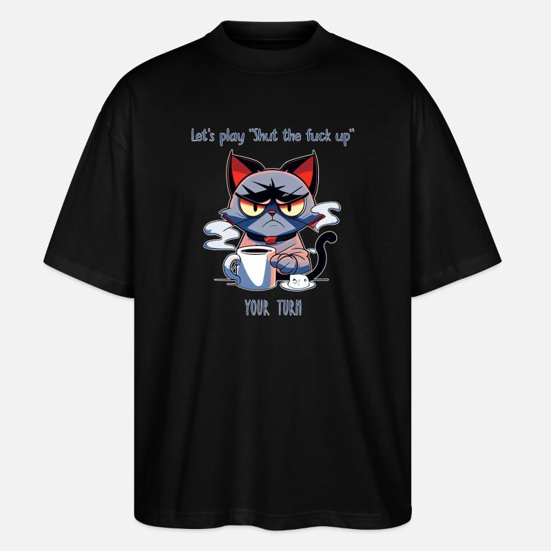 Grim Cat Coffee Sarcasme Dire - T-shirt bio Blaster 2.0 coupe oversize Stanley/Stella Unisexe - noir