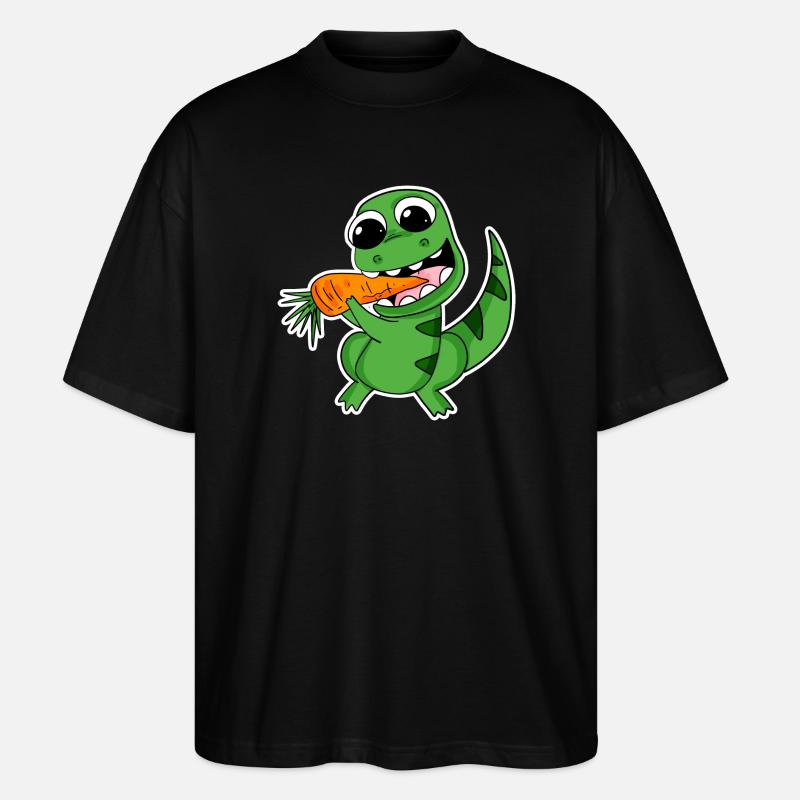 Dino eats carrot - Stanley/Stella Oversized Unisex Organic T-shirt Blaster 2.0 - black