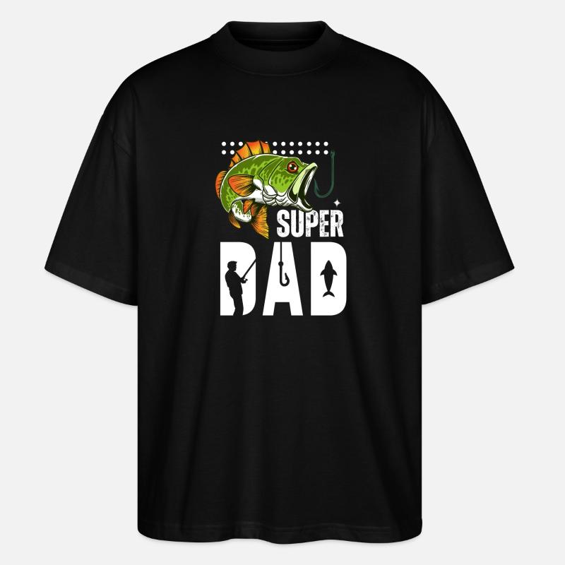Super Dad Pêche Poisson Géant - T-shirt bio Blaster 2.0 coupe oversize Stanley/Stella Unisexe - noir