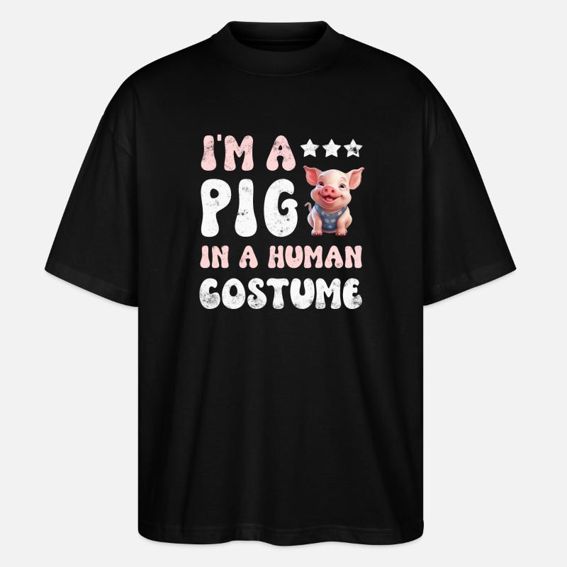 Schwein Schweine - Stanley/Stella Oversized Unisex Bio T-Shirt Blaster 2.0 - Schwarz