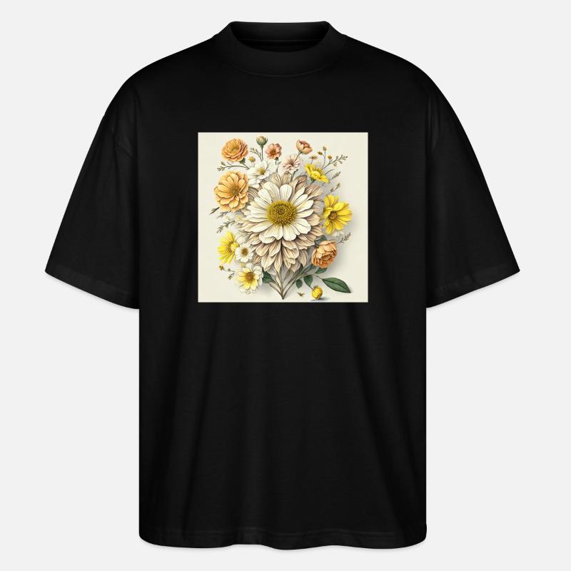 Blumen - Stanley/Stella Oversized Unisex Bio T-Shirt Blaster 2.0 - Schwarz