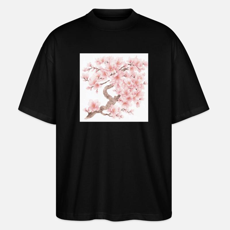 Japanese cherry tree blossoms - Stanley/Stella Oversized Unisex Organic T-shirt Blaster 2.0 - black