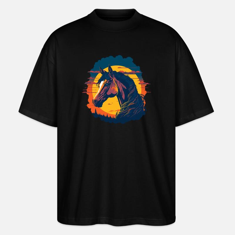 Porträt eines Pferdes - Stanley/Stella Oversized Unisex Bio T-Shirt Blaster 2.0 - Schwarz