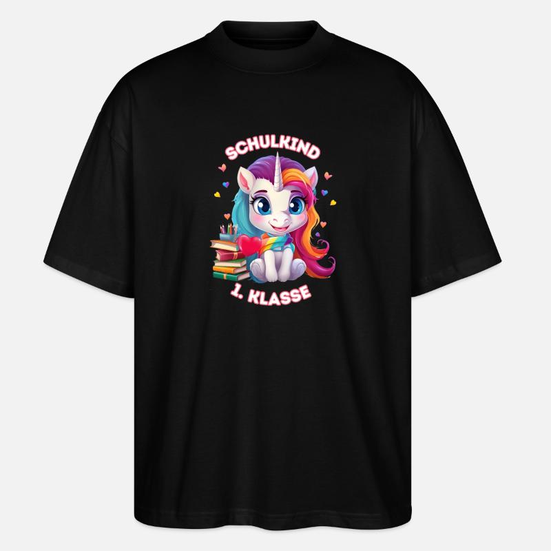 Schulkind Einhorn 1 Klasse - Stanley/Stella Oversized Unisex Bio T-Shirt Blaster 2.0 - Schwarz