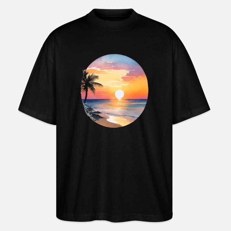 Sonnenuntergang am Strand - Stanley/Stella Oversized Unisex Bio T-Shirt Blaster 2.0 - Schwarz