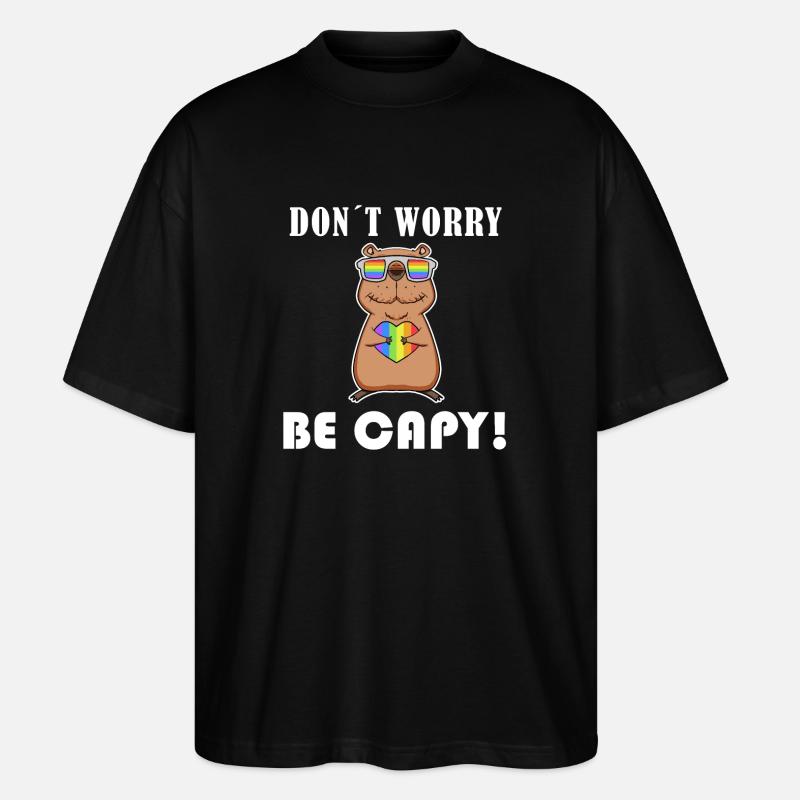 Capybara Wasserschwein Geschenk - Stanley/Stella Oversized Unisex Bio T-Shirt Blaster 2.0 - Schwarz