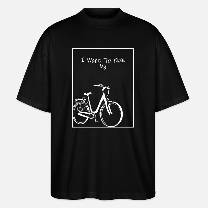 Fahrrad-Silhouette auf Schwarz - Stanley/Stella Oversized Unisex Bio T-Shirt Blaster 2.0 - Schwarz