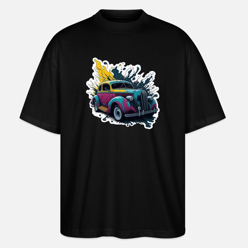 Farbiger Oldtimer Spritzer - Stanley/Stella Oversized Unisex Bio T-Shirt Blaster 2.0 - Schwarz