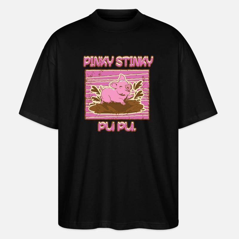 Lustiges Schweinchen - Stanley/Stella Oversized Unisex Bio T-Shirt Blaster 2.0 - Schwarz