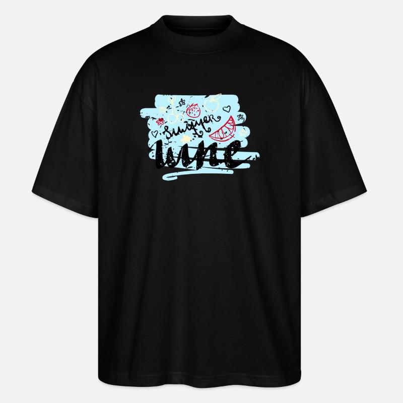 Sommer Scribble Früchte - Stanley/Stella Oversized Unisex Bio T-Shirt Blaster 2.0 - Schwarz