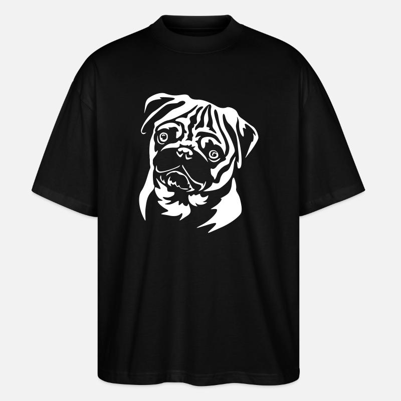 Mops Kopf "Black Edition" - Stanley/Stella Oversized Unisex Bio T-Shirt Blaster 2.0 - Schwarz