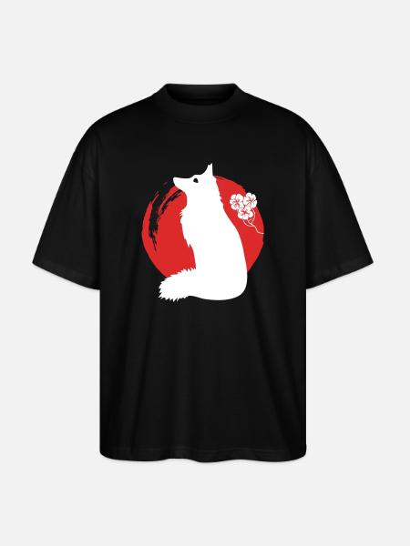 Fuchs Silhouette Japanisch - Stanley/Stella Oversized Unisex Bio T-Shirt Blaster 2.0 - Schwarz