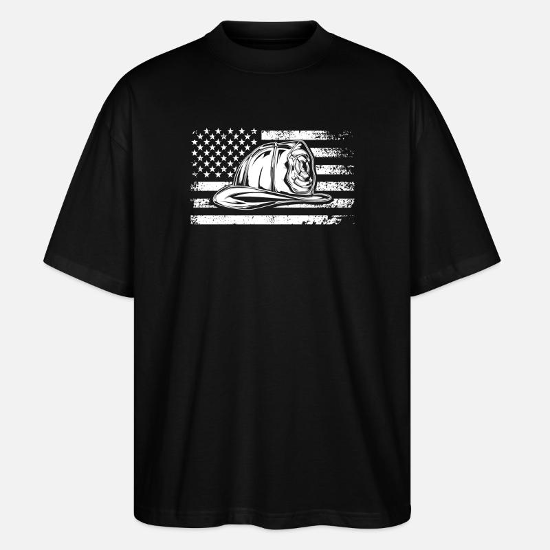 Patriotic Cap on Distressed Flag - Stanley/Stella Oversized Unisex Organic T-shirt Blaster 2.0 - black