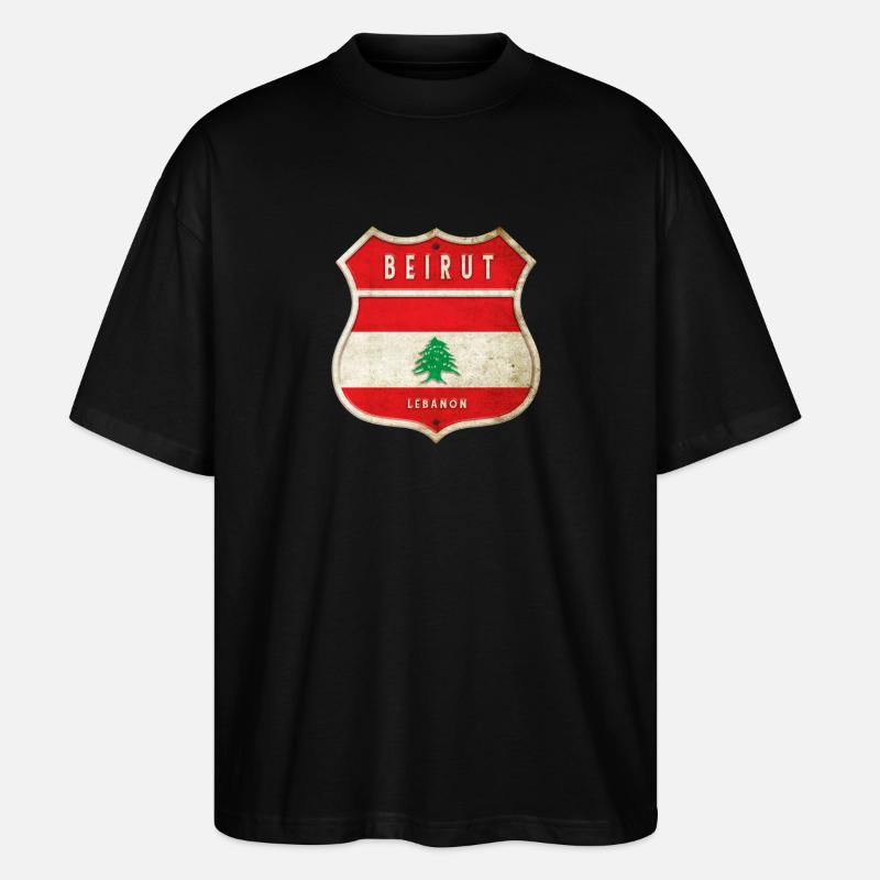 Beirut Libanon Wappen Flaggen Design - Stanley/Stella Oversized Unisex Bio T-Shirt Blaster 2.0 - Schwarz