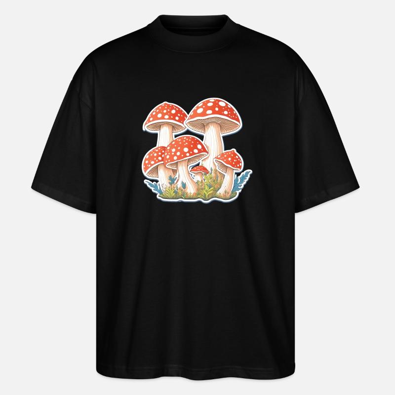 Toadstools, mushrooms - Stanley/Stella Oversized Unisex Organic T-shirt Blaster 2.0 - black