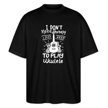 Ukulele Ukulele-Spieler - Stanley/Stella Oversized Unisex Bio T-Shirt Blaster 2.0 - Schwarz - Vorne - Alina (178cm) & Michal (187cm)