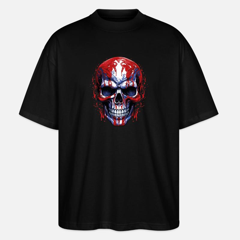 Flags Skull Graphic - Stanley/Stella Oversized Unisex Organic T-shirt Blaster 2.0 - black