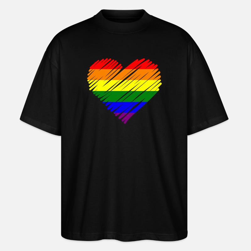 Regenbogen Pride Herz - Stanley/Stella Oversized Unisex Bio T-Shirt Blaster 2.0 - Schwarz