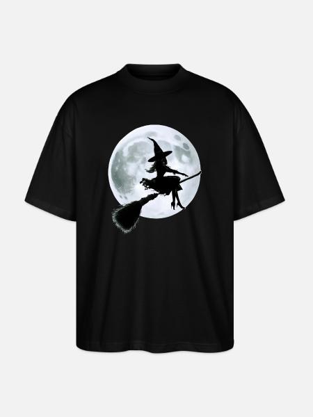 Witch on a Broom - Stanley/Stella Oversized Unisex Organic T-shirt Blaster 2.0 - black