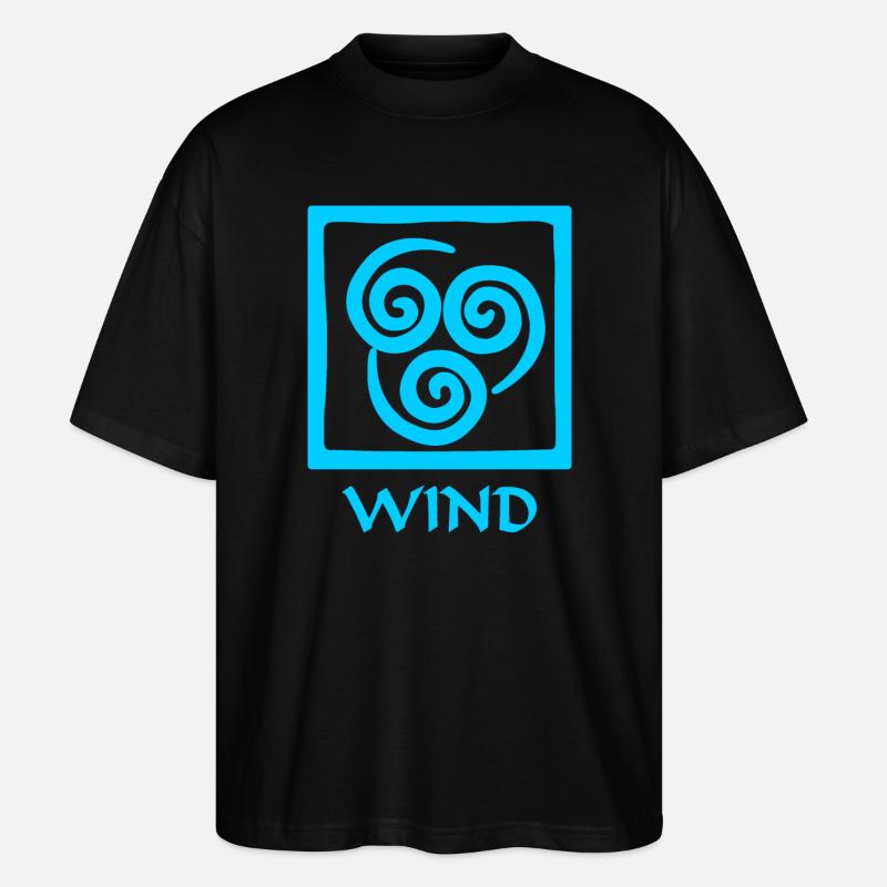 Symbol of wind blue text 'WIND' - Stanley/Stella Oversized Unisex Organic T-shirt Blaster 2.0 - black