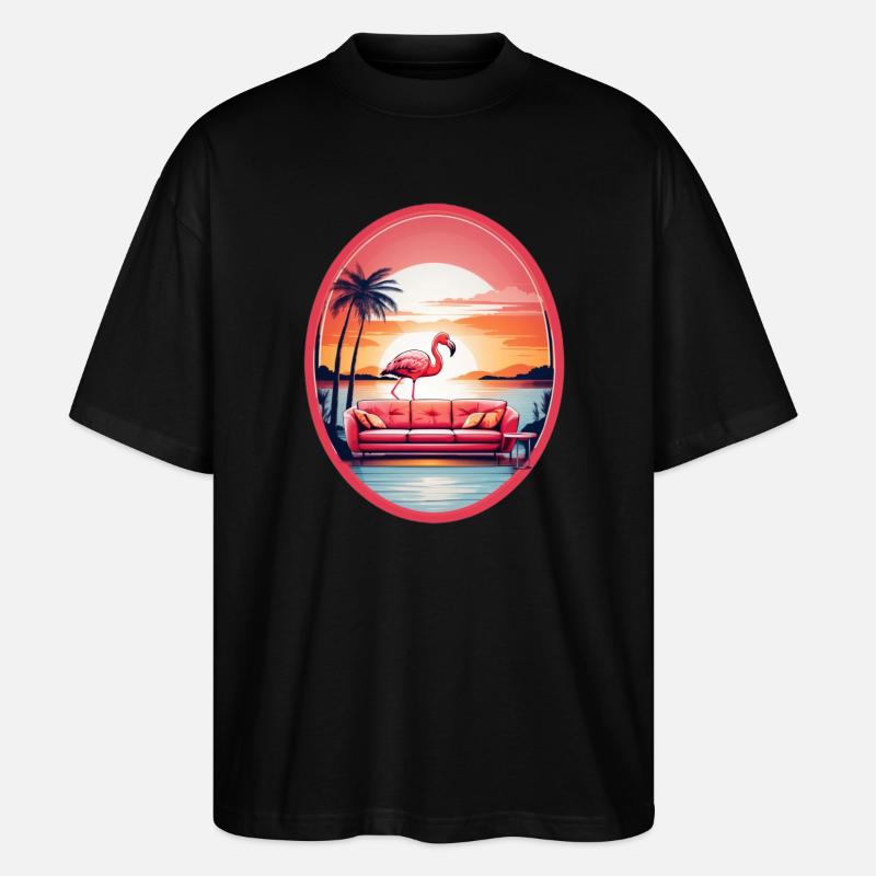 Flamingo Sofa - Stanley/Stella Oversized Unisex Bio T-Shirt Blaster 2.0 - Schwarz