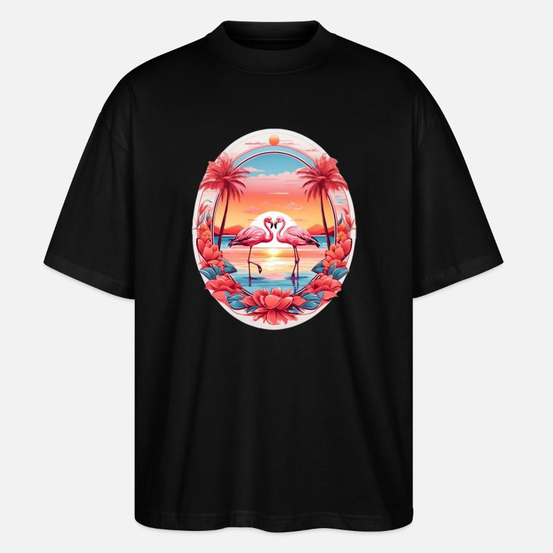 Flamingos - Stanley/Stella Oversized Unisex Bio T-Shirt Blaster 2.0 - Schwarz