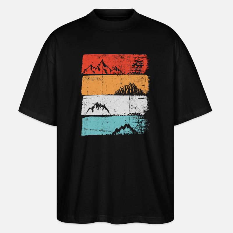 Terrassierter Peak Sunset Stripe - Stanley/Stella Oversized Unisex Bio T-Shirt Blaster 2.0 - Schwarz