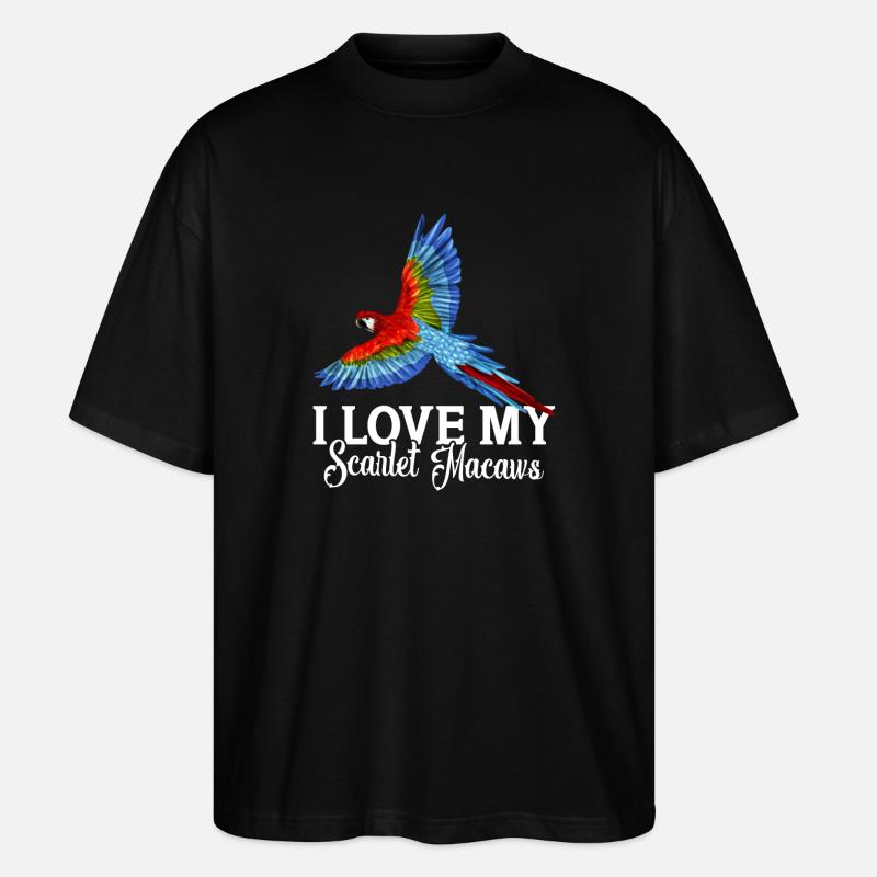 J'adore mes aras écarlates - T-shirt bio Blaster 2.0 coupe oversize Stanley/Stella Unisexe - noir