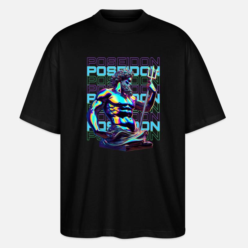 Neon Poseidon Trident - Stanley/Stella Oversized Unisex Bio T-Shirt Blaster 2.0 - Schwarz