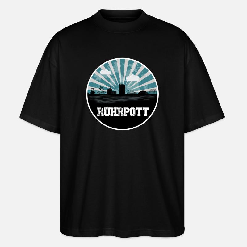 Ruhrpott Blue Hour Skyline - Stanley/Stella Oversized Unisex Bio T-Shirt Blaster 2.0 - Schwarz