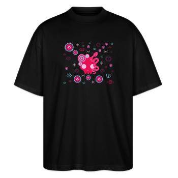 Pink Tentacle Eyes - Stanley/Stella Oversized Unisex Organic T-shirt Blaster 2.0 - black - Front - Alina (178cm) & Michal (187cm)
