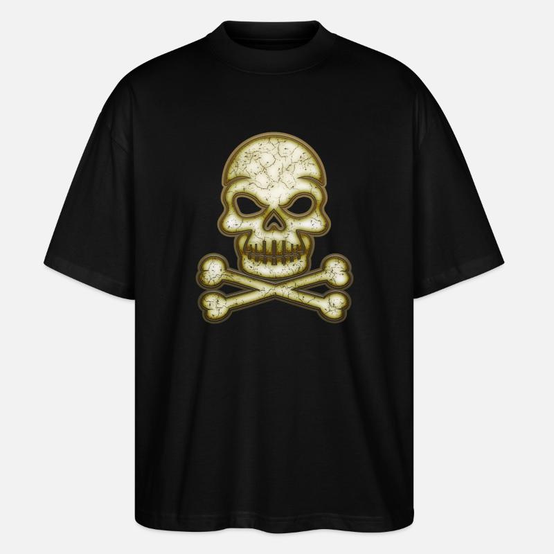 Dekorativer Schädel Totenkopf - Stanley/Stella Oversized Unisex Bio T-Shirt Blaster 2.0 - Schwarz