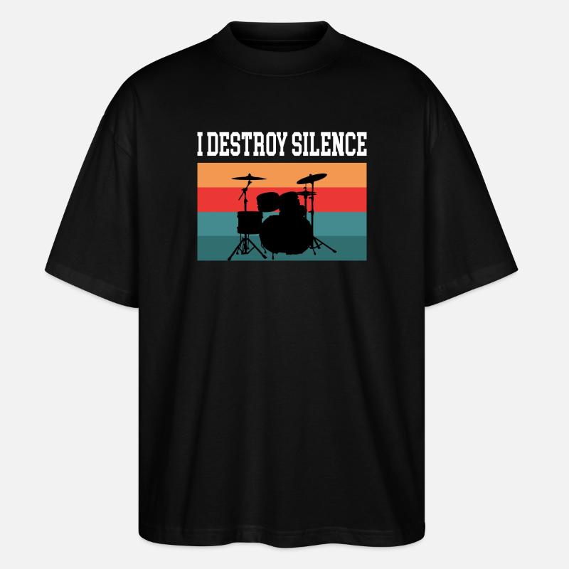 Drummer Drummer I destroy silence - Stanley/Stella Oversized Unisex Organic T-shirt Blaster 2.0 - black