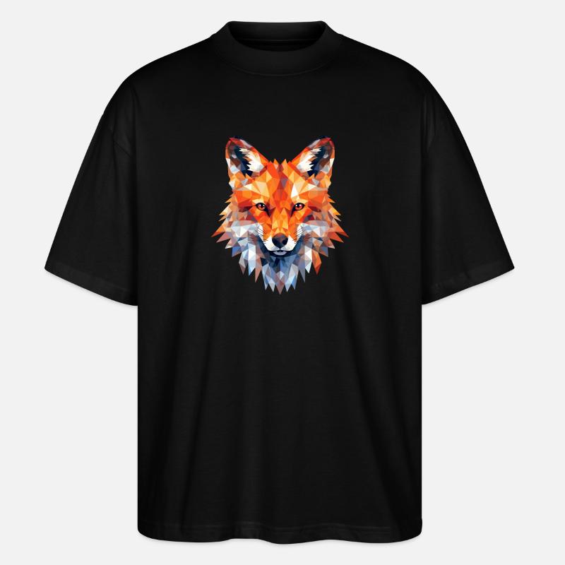 Fuchs Polygon Füchse Wald Polarfuchs Tier - Stanley/Stella Oversized Unisex Bio T-Shirt Blaster 2.0 - Schwarz