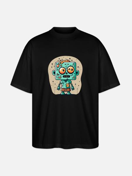 Cute zombie with a square head - Stanley/Stella Oversized Unisex Organic T-shirt Blaster 2.0 - black