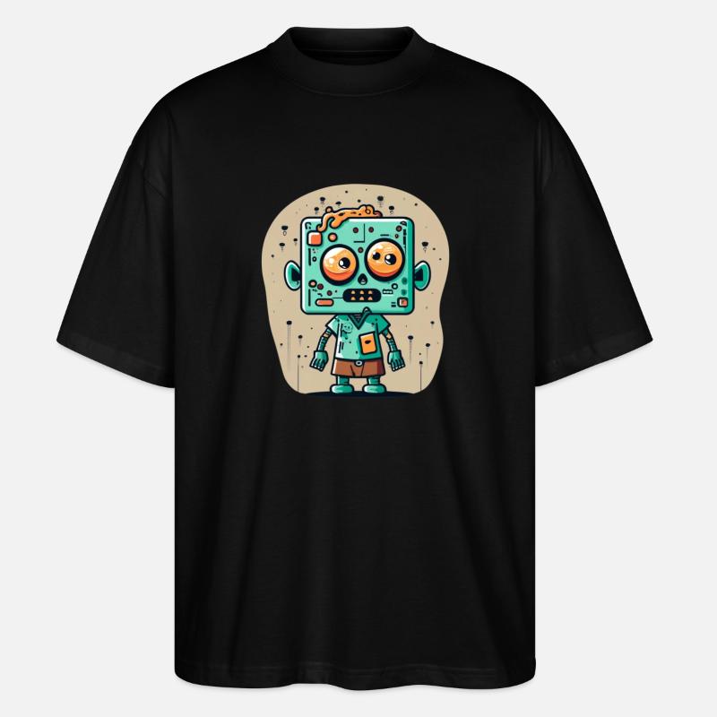 zombie mignon avec une tête carrée - T-shirt bio Blaster 2.0 coupe oversize Stanley/Stella Unisexe - noir