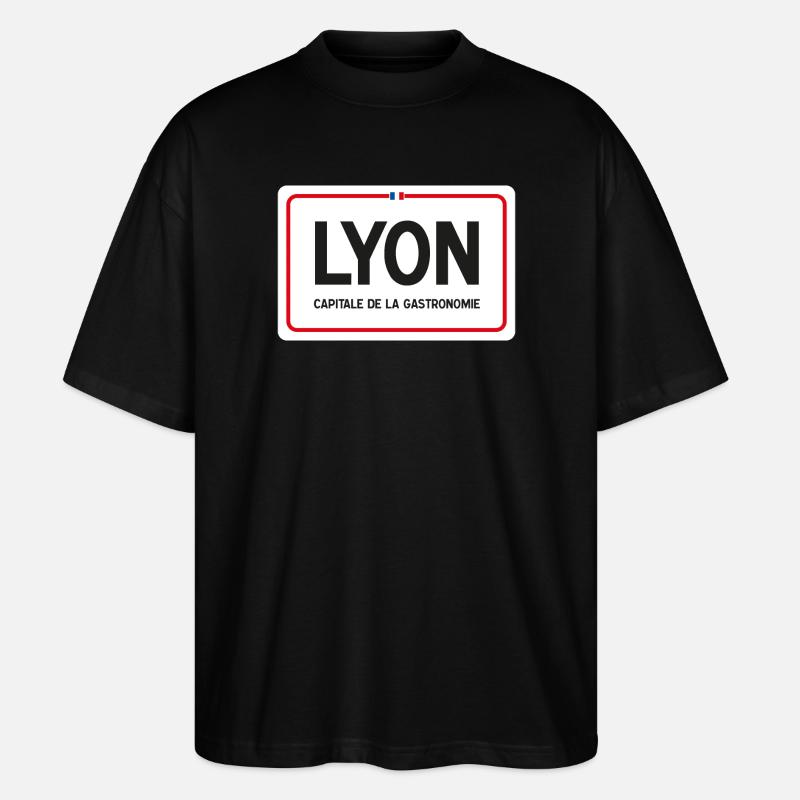 Ortsschild von Lyon - Stanley/Stella Oversized Unisex Bio T-Shirt Blaster 2.0 - Schwarz