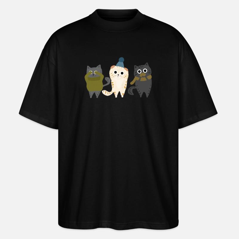 Drei Katzen - Stanley/Stella Oversized Unisex Bio T-Shirt Blaster 2.0 - Schwarz
