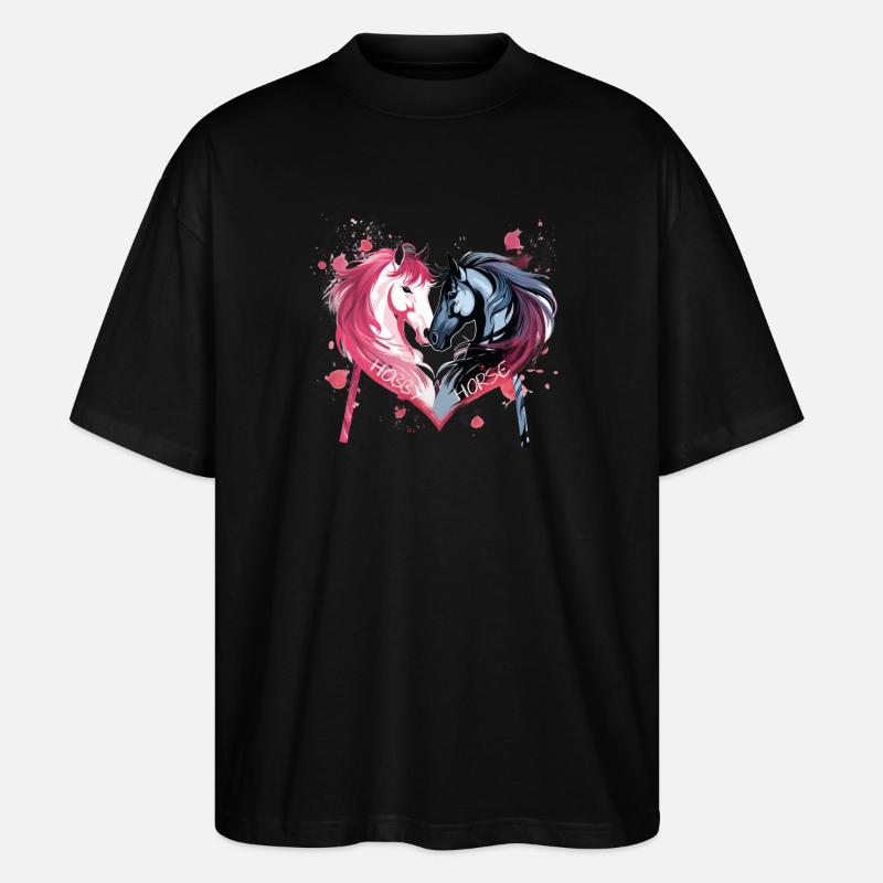 Pferdeköpfe in Herzform - Stanley/Stella Oversized Unisex Bio T-Shirt Blaster 2.0 - Schwarz