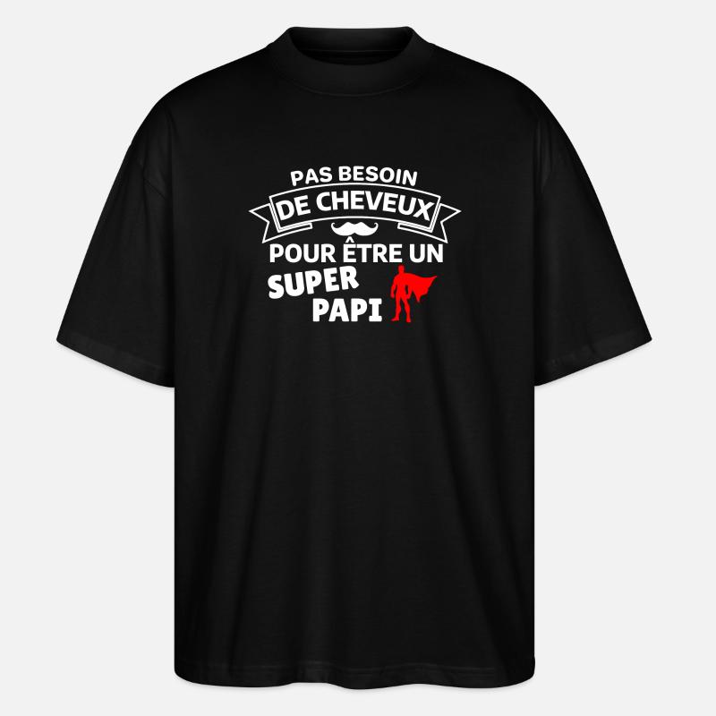 Humour capillaire super héros paternité - T-shirt bio Blaster 2.0 coupe oversize Stanley/Stella Unisexe - noir