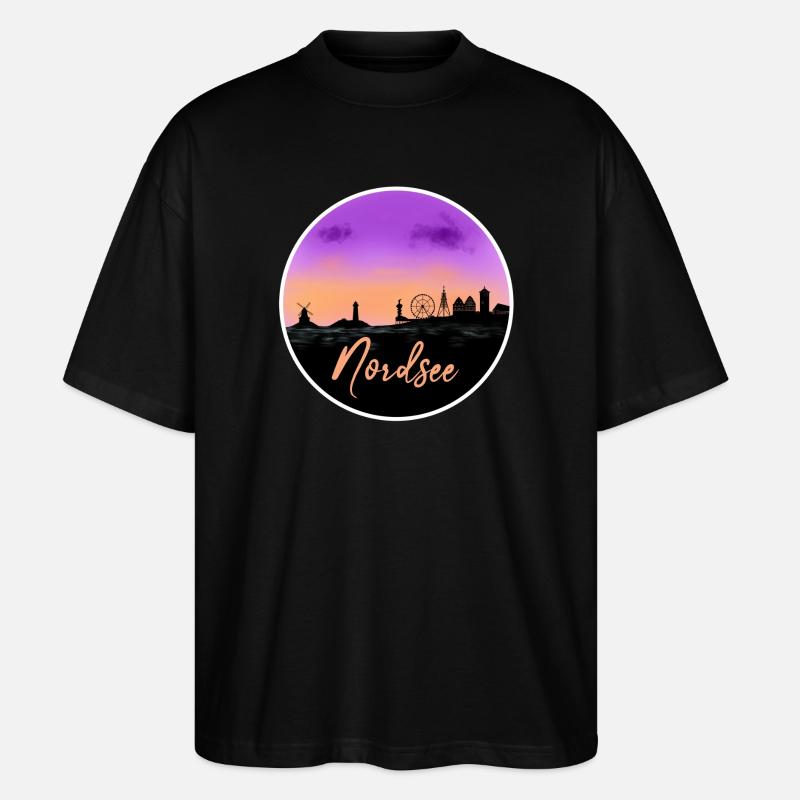 Nordsee Fineline Skyline - Stanley/Stella Oversized Unisex Bio T-Shirt Blaster 2.0 - Schwarz