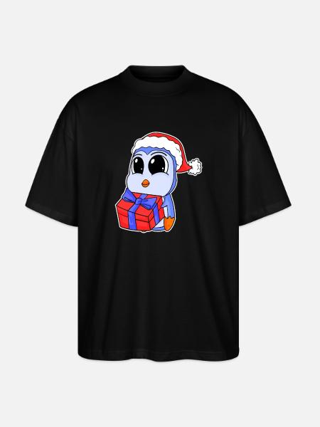 Bébé pingouin Noël - T-shirt bio Blaster 2.0 coupe oversize Stanley/Stella Unisexe - noir