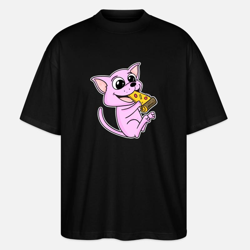Sphynx Cat Pizza - Stanley/Stella Oversized Unisex Organic T-shirt Blaster 2.0 - black