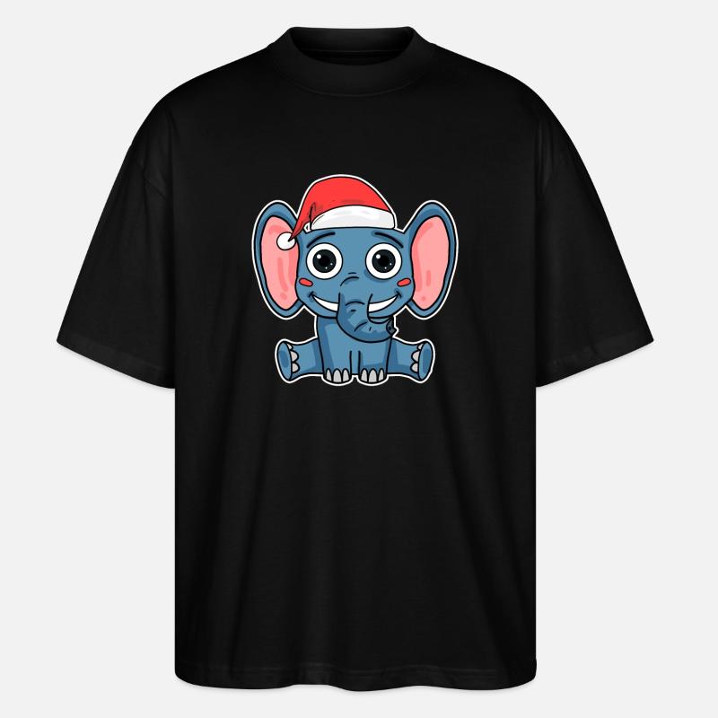 Noël éléphant - T-shirt bio Blaster 2.0 coupe oversize Stanley/Stella Unisexe - noir
