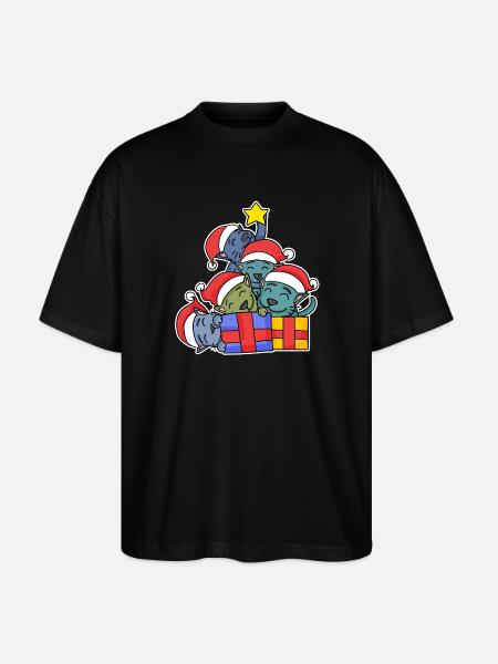 Cat Tree Christmas Christmas Tree - Stanley/Stella Oversized Unisex Organic T-shirt Blaster 2.0 - black