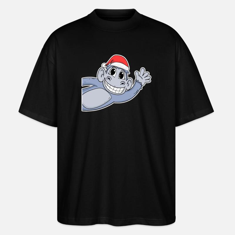 Affe Weihnachten - Stanley/Stella Oversized Unisex Bio T-Shirt Blaster 2.0 - Schwarz