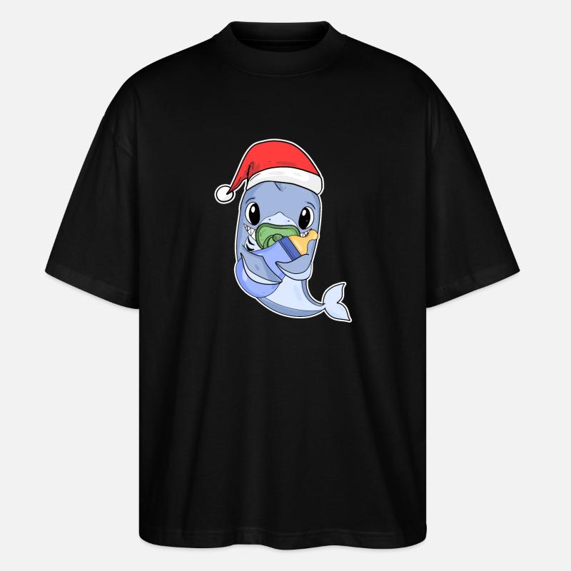 Requin bébé Noël - T-shirt bio Blaster 2.0 coupe oversize Stanley/Stella Unisexe - noir