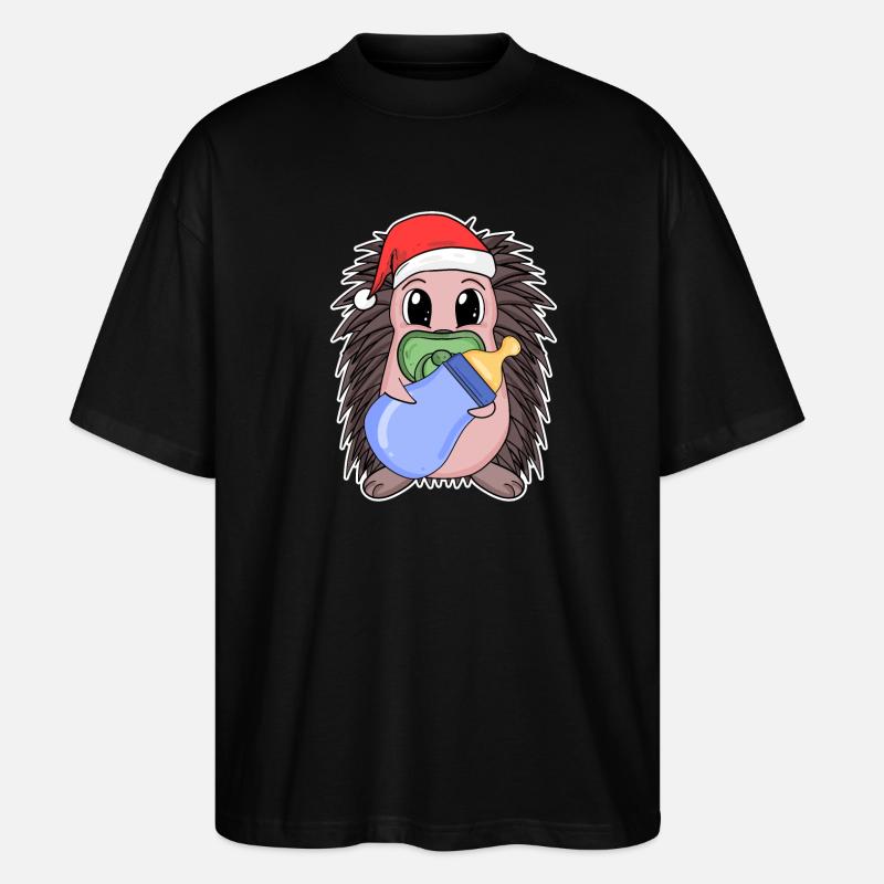 Hérisson bébé Noël - T-shirt bio Blaster 2.0 coupe oversize Stanley/Stella Unisexe - noir