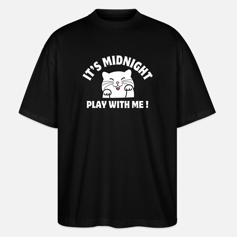 Mitternacht, Katze, Katze Humor - Stanley/Stella Oversized Unisex Bio T-Shirt Blaster 2.0 - Schwarz